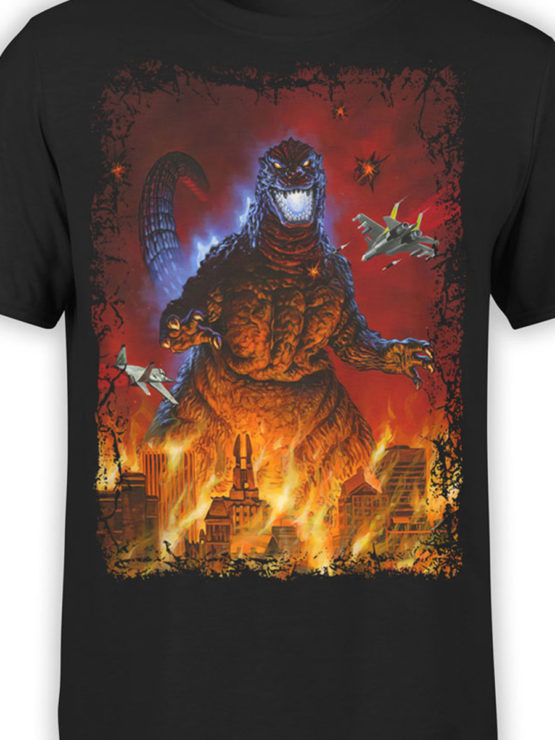 1004 Godzilla T Shirt Red Night Front Color