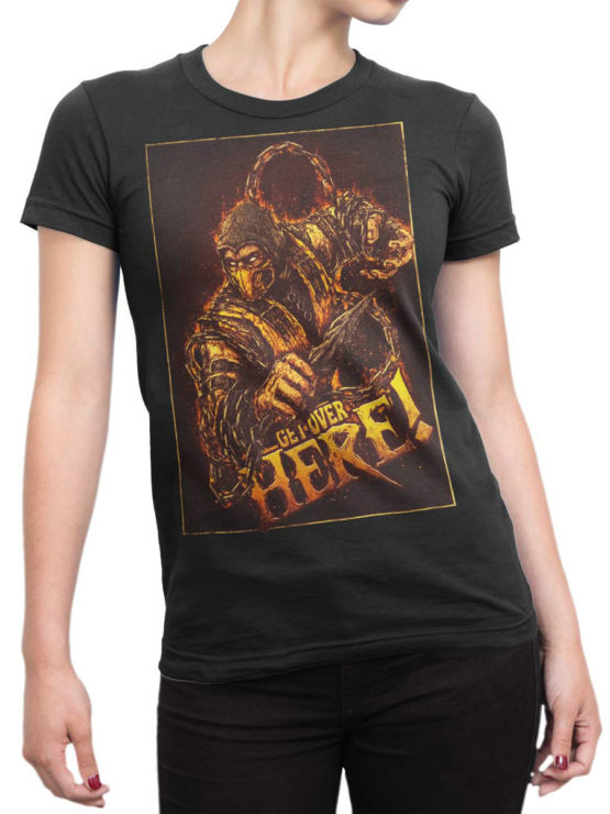 1005 Mortal Kombat T Shirt Scorpion Front Woman