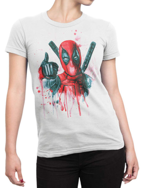 1007 Deadpool T Shirt Thumbs Up Front Woman