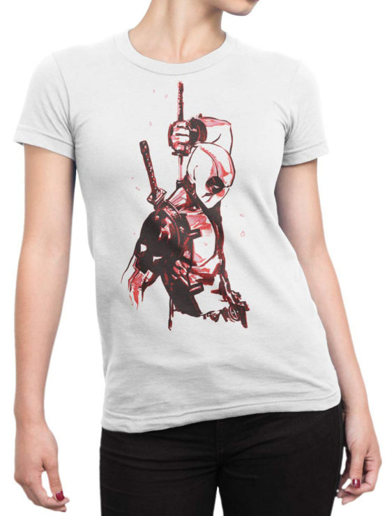 1017 Deadpool T Shirt Drawing Front Woman