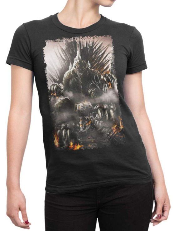 1054 Godzilla T Shirt Throne Front Woman