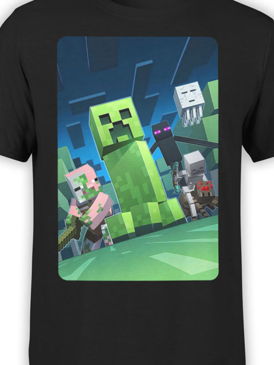 1058 Minecraft T Shirt Dark Side Front Color