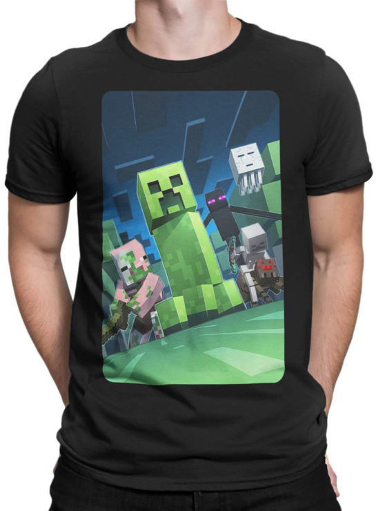 1058 Minecraft T Shirt Dark Side Front Man
