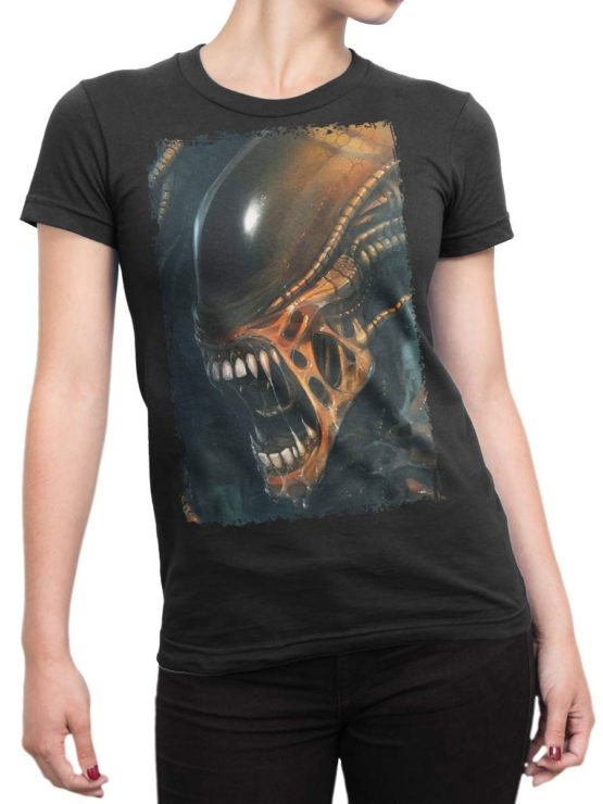1091 Aliens T Shirt Horror Front Woman