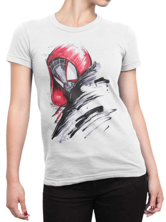 1140 Spider Man T Shirt Draw Front Woman