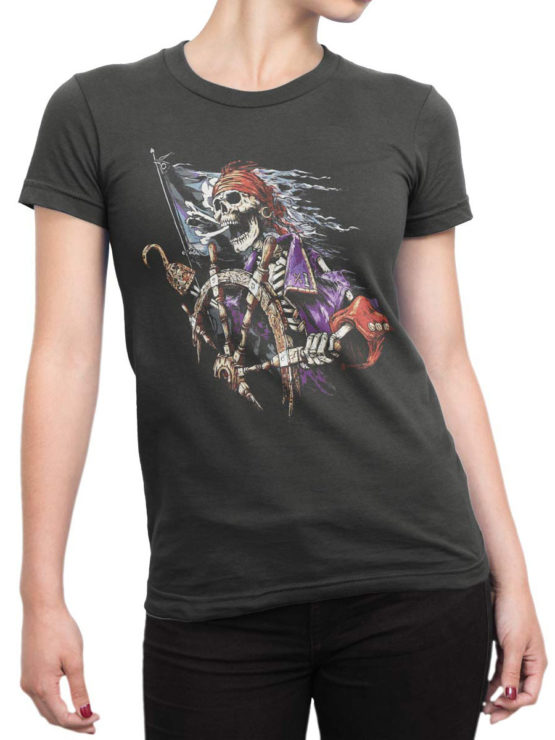 1158 Pirates of the Caribbean T Shirt Skeleton Front Woman