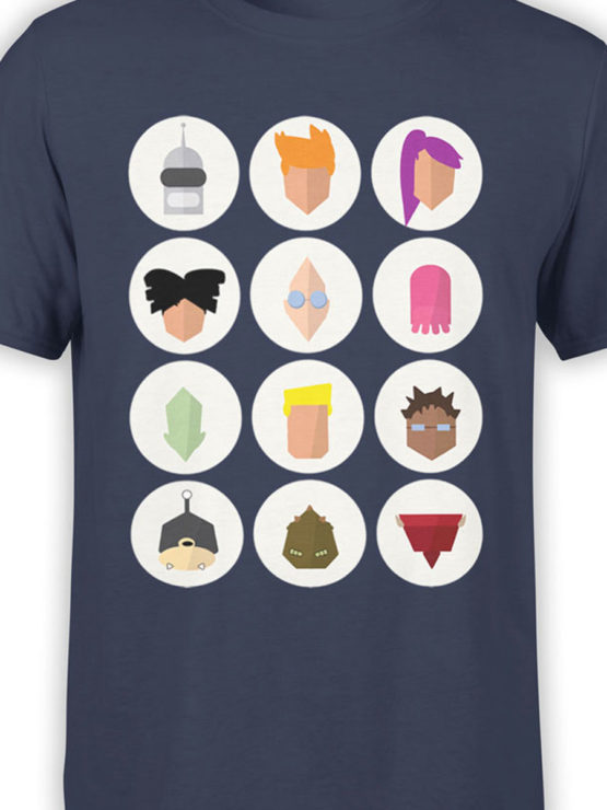 1185 Futurama T Shirt Characters Ico Front Color