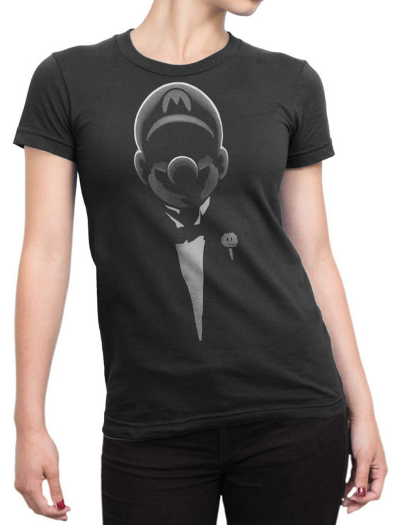 1201 Super Mario T Shirt Godfather Mario Front Woman