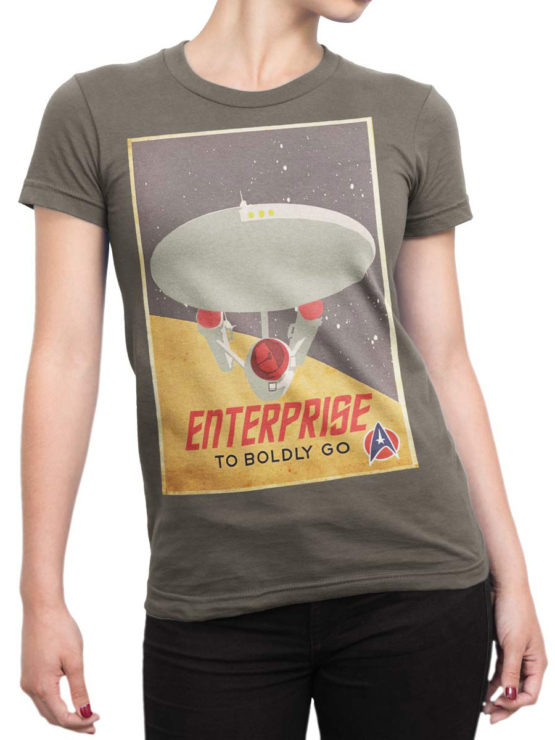 41197 Star Trek T Shirt Retro Enterprise Front Woman