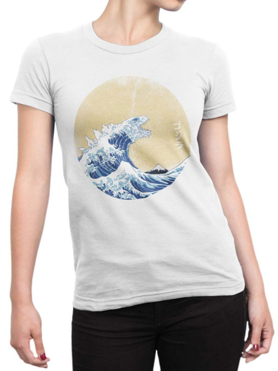 1275 Godzilla T Shirt Waves Front Woman