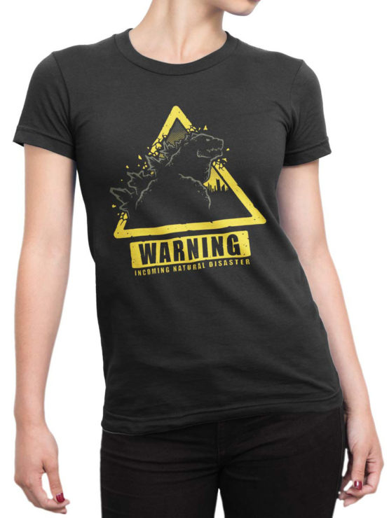 1281 Godzilla T Shirt Warning Front Woman