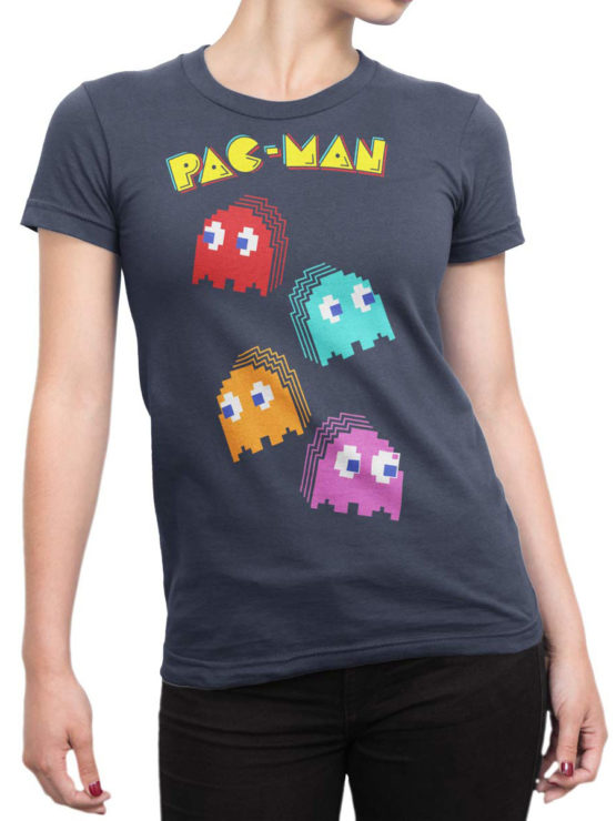 1394 Pac Man T Shirt Pixels Front Woman
