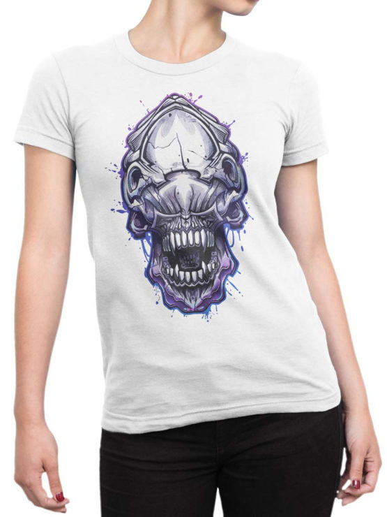 1756 Invader Face T Shirt Funny Alien T Shirt Front Woman