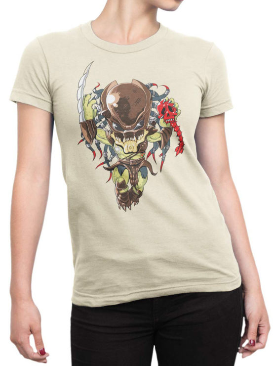 1758 Very Cute Predator T Shirt Funny Alien T Shirt Front Woman